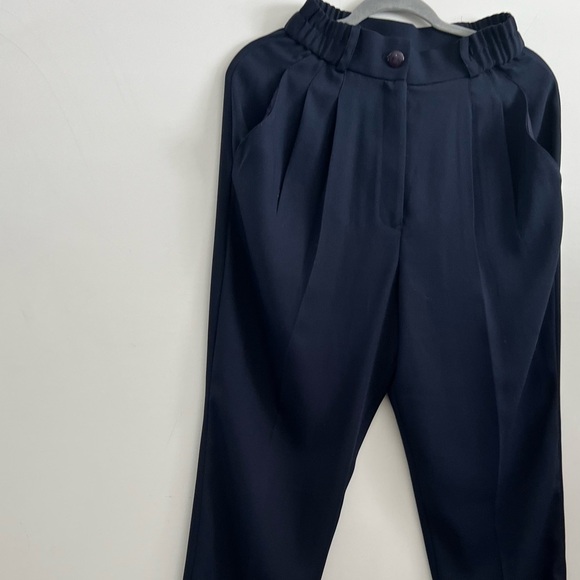 2 for $40 Dark Navy Pleated Pants Taper leg trouser with navy button & pockets - Picture 4 of 6